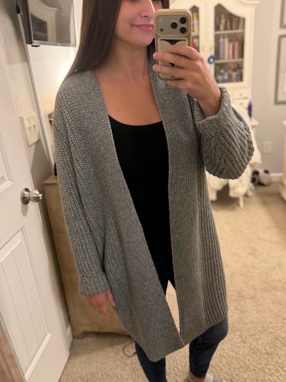 Shop Talulah Open-Front Gray Knit Cardigan